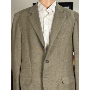 Brunello Cucinelli Olive Taupe Cashmere Flannel Tweed Blazer Jacket 54 44R Men's